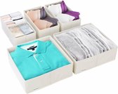 Lade Organisator Stof Dressoir Divider Set Van 6 Opvouwbare Opbergdozen Voor Ondergoed Kleding Sokken -  Roomwit