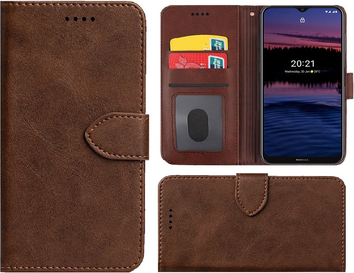 Hoesje Geschikt voor Nokia G50 - Bookcase - Pu Leder Wallet Book Case Bruin Cover