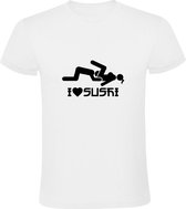 I Love Sushi | Heren T-shirt | Wit | Vis | Eten | Foreplay | Roleplay | Kink | Fetisj | Plezier | Partner | Valentijnsdag