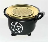 Zwart Ketel Pentagram 10x11cm met messing deksel