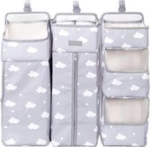 Snugsie Wieg Organizer - 3 Stuks - Multifunctionele Baby Bed Organiser - Babybox Rek - Ophangbaar Aan Ledikant Babykamer - 7 Compartimenten