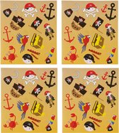 Piraten Stickers | Traktatie | Piratenstickers Stickervel 11,5 X 10 cm | Set van 4 Stickervellen Piraat