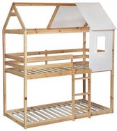 Stapelbed - Houten stapelbed - Beige - Deluxe stapelbed - Houtkleurig - 220 cm hoog - Huisdesign