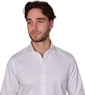 SHIRTBIRD | Sparrow | Overhemd | WIT | Fine Twill, 2-Ply | 100% Katoen | Strijkvriendelijk | Parelmoer Knopen | Premium Shirts | Maat 38
