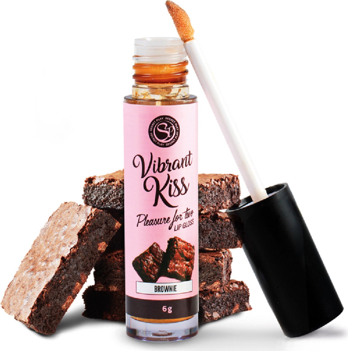 Goedkoopste Secret Play Vibrant Kiss - Stimulerend Middel - Lip Gloss - Vibrerend Effect - Brownie Smaak - 6gr