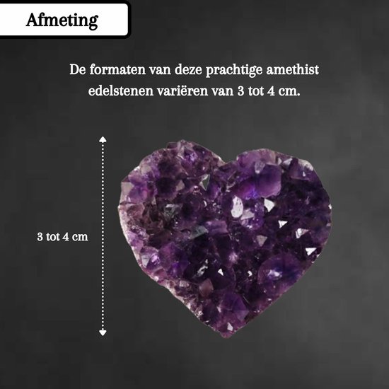 Demiracle Amethist Hart - Middel - Edelsteen - Cadeau - Decoratie - Compact - 100% Echte Amethist