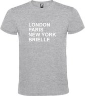 Grijs t-shirt met " London, Paris , New York, Brielle " print Wit size XS