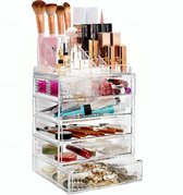 Luxe Make-Up Organizer - Cosmetica organizer - 22 Opbergvakken - Tweedelig - Transparant - Acryl