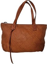 Hommard Geweven leren Cognac Tote Bag, Echt leer, Real leather, Woven Leather, Made in Italy