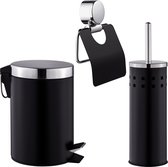 3 Stuks WC/Badkamer Accessoire Set, Wc Borstel Set Met Roll En Prullenbak