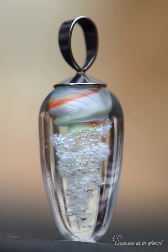 Urn-Crematie-as hanger van glas inclusief snake chain ketting van chirurgisch staal met unieke verlengsluiting-Crematie as vast in glas-Urn mens-Urn hond-Urn kat-Urn dier-Herinneringssieraad-Assieraad