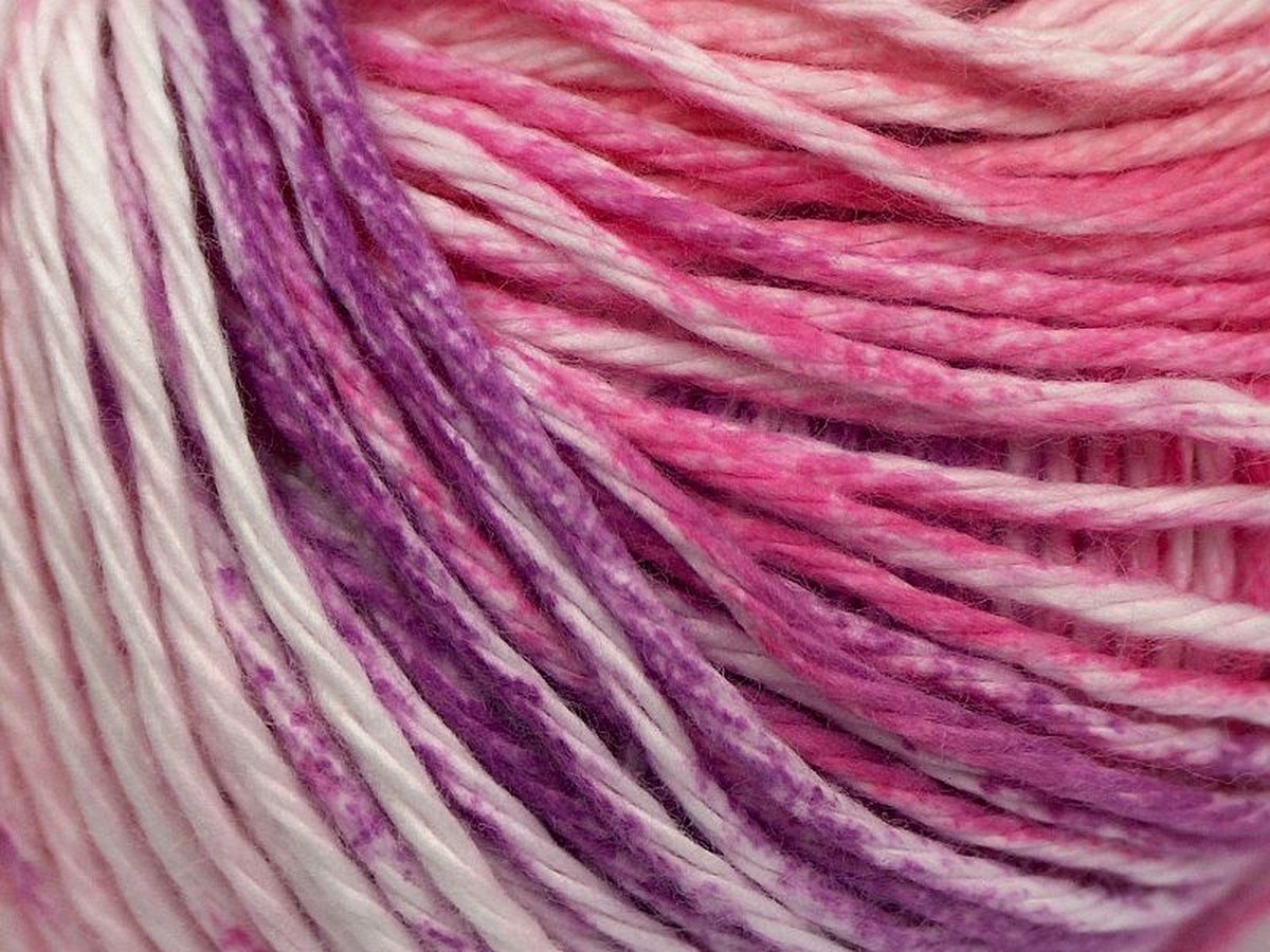waarom niet Goed spreker Regenboog katoen garen kopen gemeleerd roze/wit/lila paars tinten – 100%  katoendraad... | bol.com