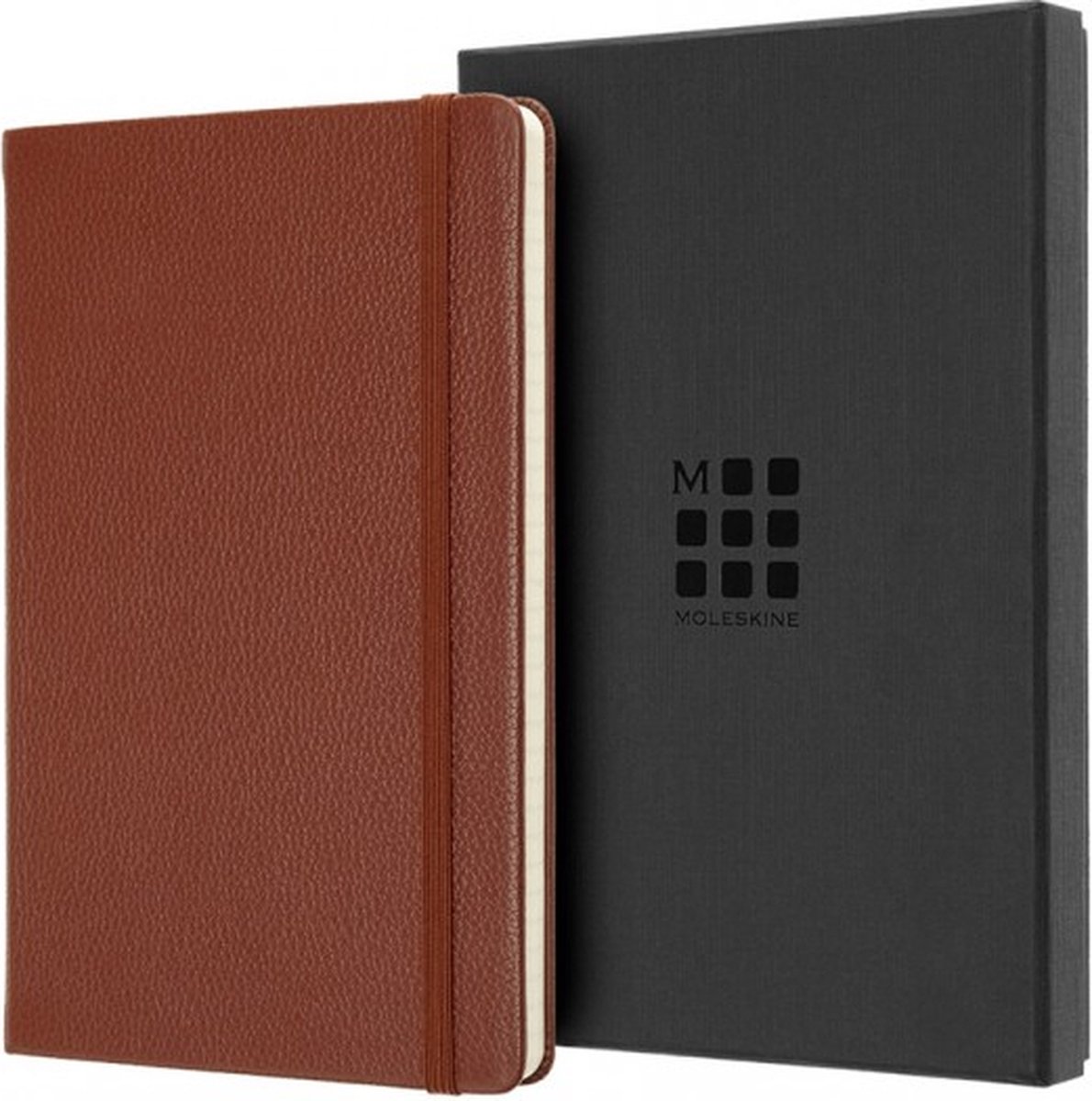 Moleskine - Large - Leather - Ruled- Notebook in Box - Sienna Brown