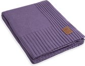 Knit Factory Uni Gebreid Plaid XL - Woondeken - plaid - Wollen deken - Kleed - Violet - 195x225 cm