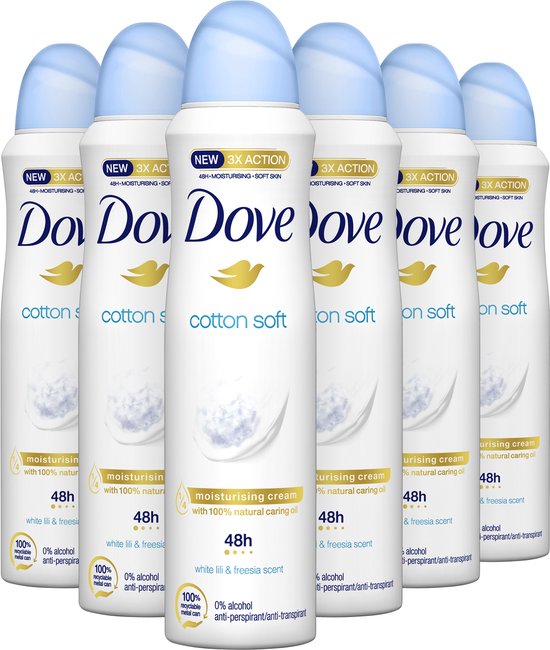 Dove Cotton Soft Anti-transpirant Deodorant Spray - 6 x 150 ml - Voordeelverpakking