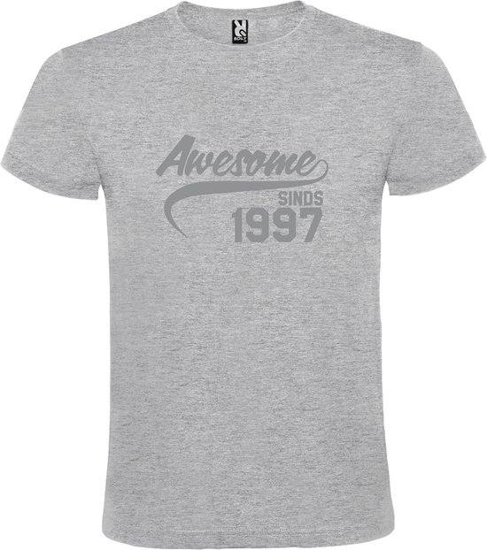 Grijs  T shirt met  "Awesome sinds 1997" print Zilver size XXXXL