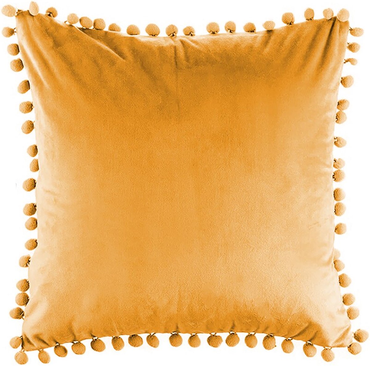 QUVIO Sierkussen met bolletjes - Gevuld - Sierkussens voor binnen - kussentjes bank - Kussentjes - Fluwelen sierkussens - Sierkussens vierkant - Gevulde sierkussens - Sierkussens geel - Sierkussens - Fluweel - 50 x 50 cm - Geel