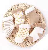 Babysokken | Baby sokken | Baby sokjes newborn 5 paar |  Baby sokken 5 paar | newborn  | set babysokjes | 0-18 maanden | wit beige | baby beenmode | multipack | jongens sokken | me