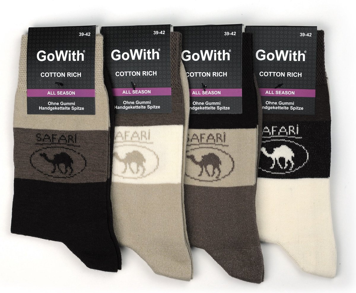 GoWith-4 paar-Safari Katoen Sokken-Casual Sokken Met Natuurpatroon-Kleurrijke Sokken-Maat:39/42
