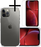 Hoes Geschikt voor iPhone 13 Pro Hoesje Siliconen Cover Shock Proof Back Case Shockproof Hoes Met Screenprotector - Transparant