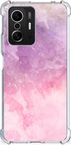 Smartphone hoesje Xiaomi 11T | 11T Pro Stevige Telefoonhoesje met transparante rand Pink Purple Paint
