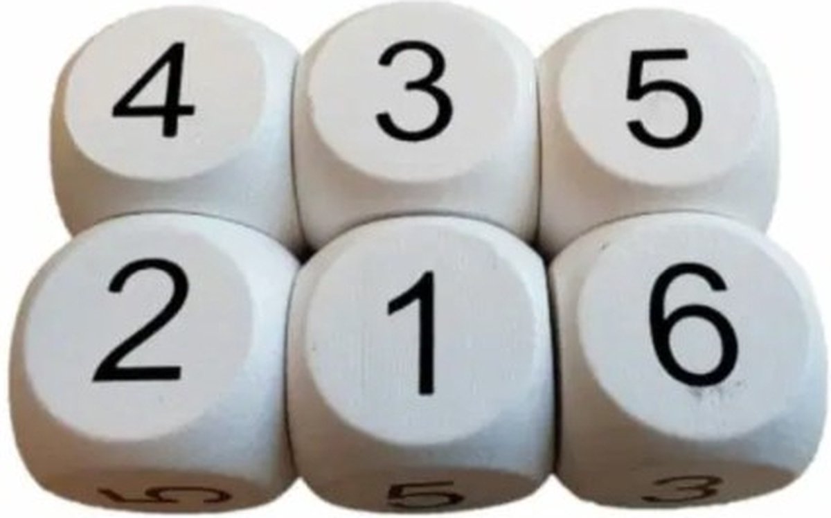 Goedkoopste Dobbelstenen met grote cijfers - wit - 6 stuks - Low Vision Design