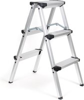 XPOtool aluminium trapladder, vouwladder 150kg vouwtrap met 2 x 3 trede, keukentrap, ladder - Multistrobe