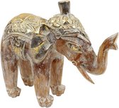 Beeld - Olifant - Hout - Wit Goud - 24x21x10 cm - Sarana - Indonesie - Fairtrade