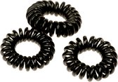 Haarelastiek spiraal - telefoonkabel - 3 stuks - zwart - elastiekjes