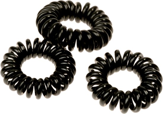 regen extract Benadrukken Haarelastiek spiraal - telefoonkabel - 3 stuks - zwart - elastiekjes |  bol.com