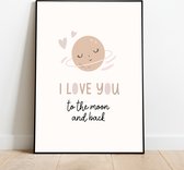 Label2X Poster - Love You To The Moon - 29.7 X 21 Cm - Multicolor