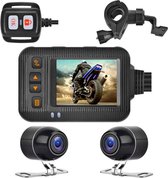 Dashcam voor motor | Full HD | Voor en Achter | Auto | Video recorder | met Nachtzicht | Camera | Zwart