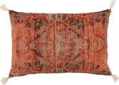 Cushion rectangular oriental pattern cotton coral