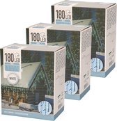 Set van 3x stuks ijspegelverlichting helder wit buiten 180 lampjes 600 x 52 cm - Kerstverlichting ijspegellampjes