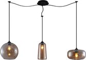 Lucande - hanglamp - 3 lichts - metaal, glas - E27 - , amber