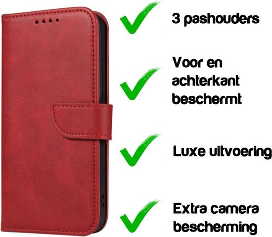 Geschikt voor iPhone Xs Max Telefoonhoesje Kunstleer met Magnetisch lipje en Pasjeshouder Book Case met Klepje - Rood - Smartphonica geschikt voor iPhone Xs Max