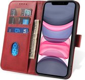 Smartphonica iPhone 11 leren hoesje met lipje - Rood / Kunstleer / Book Case