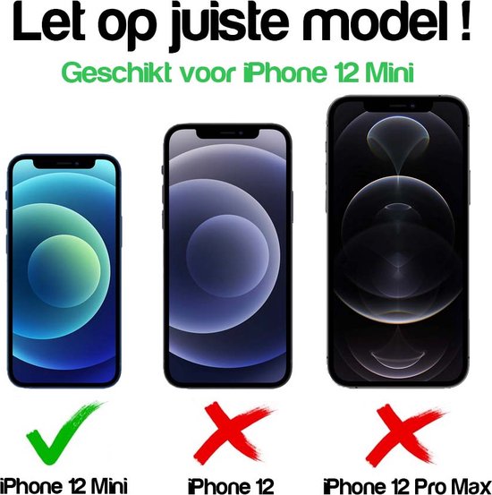 Geschikt voor iPhone 12 Mini Telefoonhoesje Kunstleer met Magnetisch lipje en Pasjeshouder Book Case met Klepje - Rood - Smartphonica geschikt voor iPhone 12 Mini