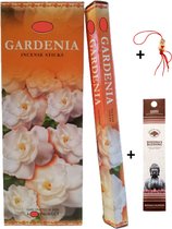 2 Kokers - Wierook - Wierookstokjes - Wierooksticks - Incense sticks - Gardenia - 40 stokjes + 5 mini wierookstokjes + Gelukspoppetje