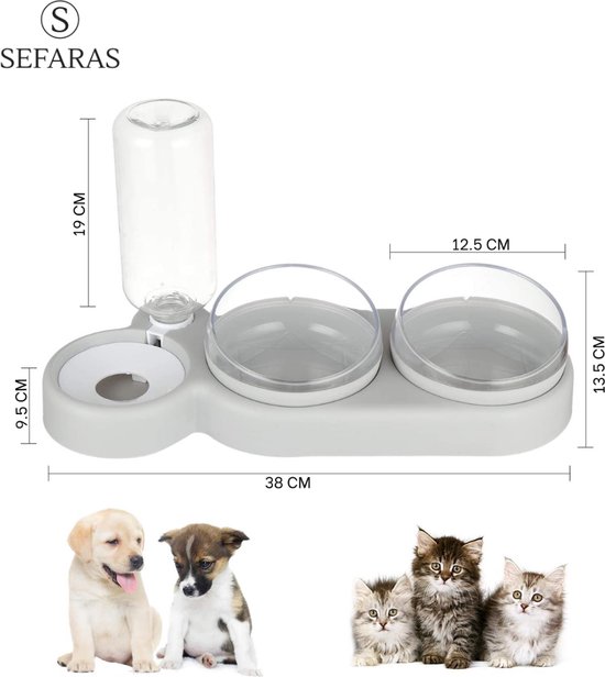 Gamelle surélevée en acier inoxydable pour compagnie avec support - Gamelles surélevées pour chien - Kit eau nourriture réglable en hauteur avec deux gamelles pour chats, chiens, chiots