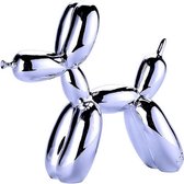 Artick Ballon Hond Beeldje - Jeff Koons Replica - Balloon Dog - Decoratie - Kunst Kleur: Zilver -  25x25x9 cm