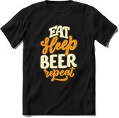 Eat Sleep Beer Repeat T-Shirt | Bier Kleding | Feest | Drank | Grappig Verjaardag Cadeau | - Zwart - XXL