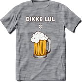 Dikke Lul 3 Bier T-Shirt | Bier Kleding | Feest | Drank | Grappig Verjaardag Cadeau | - Donker Grijs - Gemaleerd - S