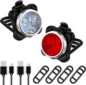 2 Stuks - LED Fietslampen Set - USB Oplaadbaar - Superheldere Fietslicht - Waterdicht - Veilig - Eenvoudig te installeren - Voorlicht en Achterlicht - Zwart