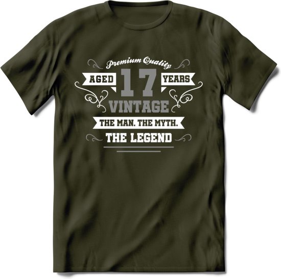 17 Jaar Legend T-Shirt | Zilver - Wit | Grappig Verjaardag en Feest Cadeau | Dames - Heren - Unisex | Kleding Kado | - Leger Groen - M