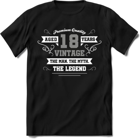 Foto: 18 jaar legend t shirt zilver wit grappig verjaardag en feest cadeau dames heren unisex kleding kado zwart m