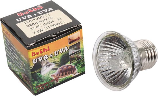 Boshi terrarium lamp halogeen 50W E27 UV-A en UV-B stralen reptiellamp verlichting - Boshi