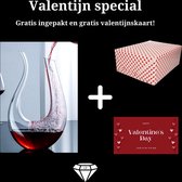 Crystal Purche Decanteer Karaf Wijn 1,5L - Met Valentijnskaart en Valentijn Cadeaupapier -Valentijn Cadeautje Voor Hem/Haar - Valentijnsdag Cadeau