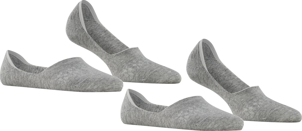 Burlington Everyday 2-Pack onzichtbar eenkleurig katoen multipack footies dames grijs - maat 41-42
