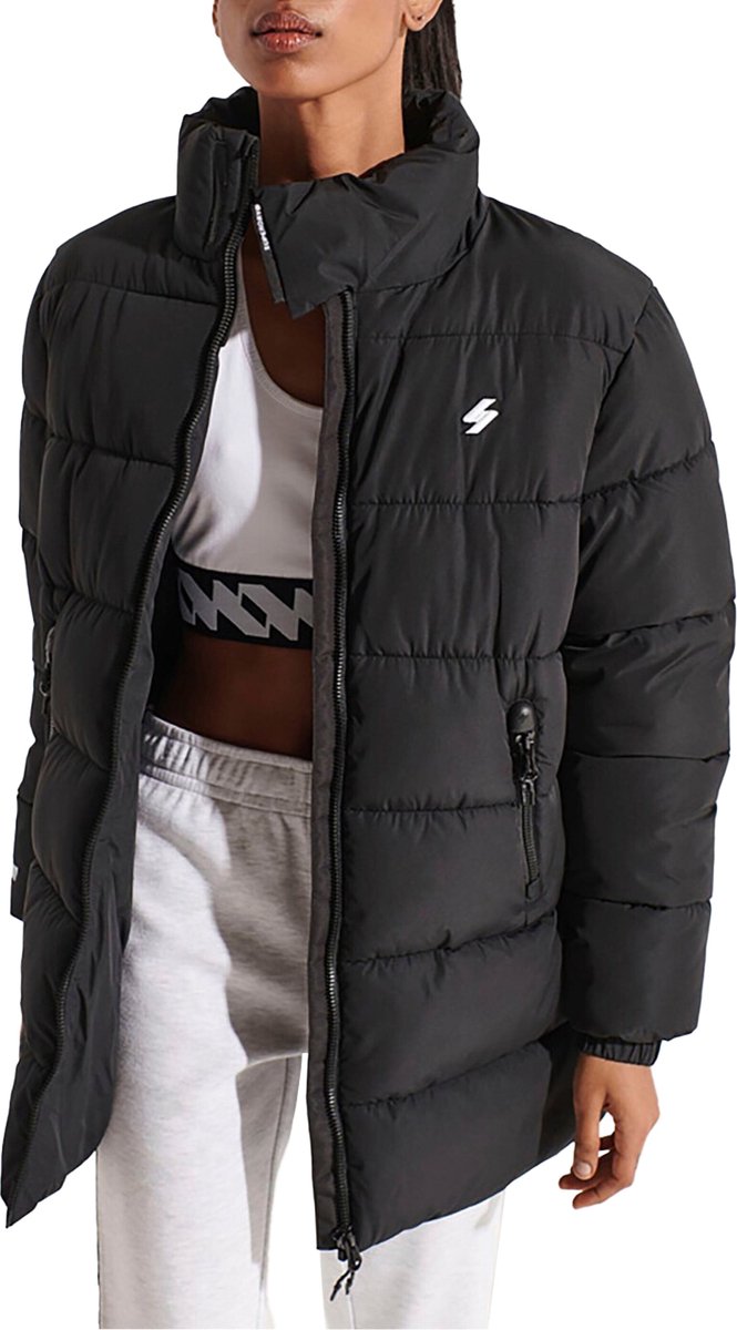 Superdry Longline Sports Jas M Vrouw Zwart